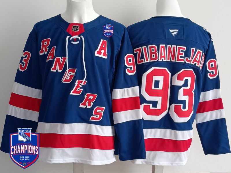 Men New York Rangers #93 Zibanejad Blue 2025 Fanatics Home Premium NHL Jersey style 1
